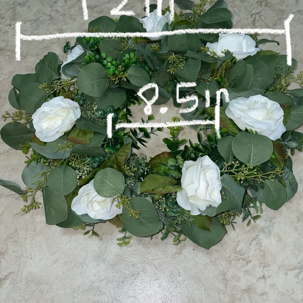 Elegant Green Eucalyptus Wreath with Glass Candle Holders - Home Party Supplies